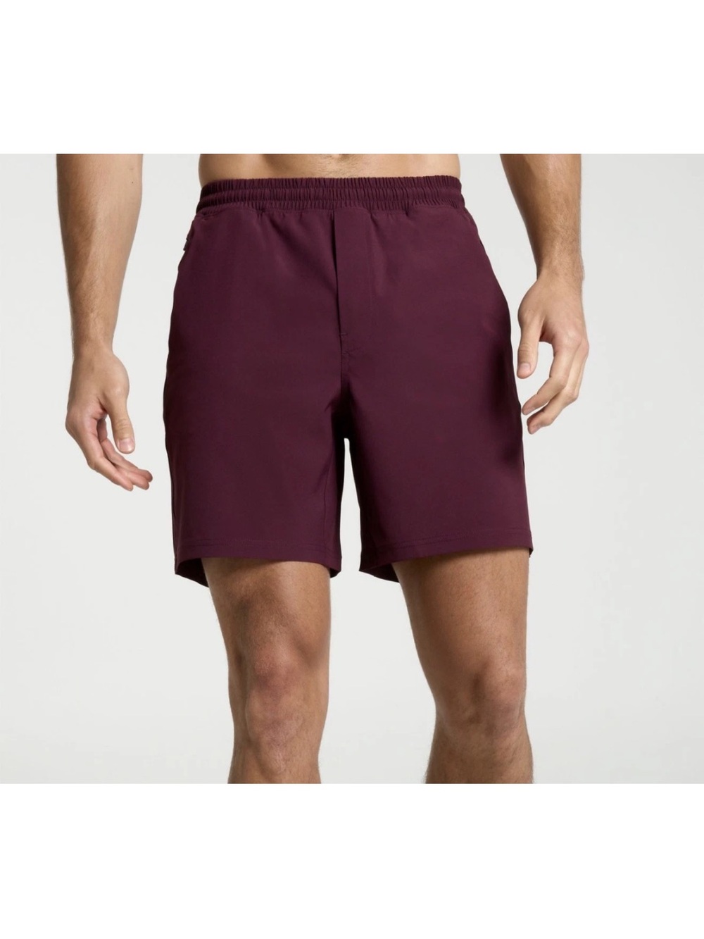 VRST Men's Unlined All In Athletic Shorts in Burgundy - Performance Fit - Size S